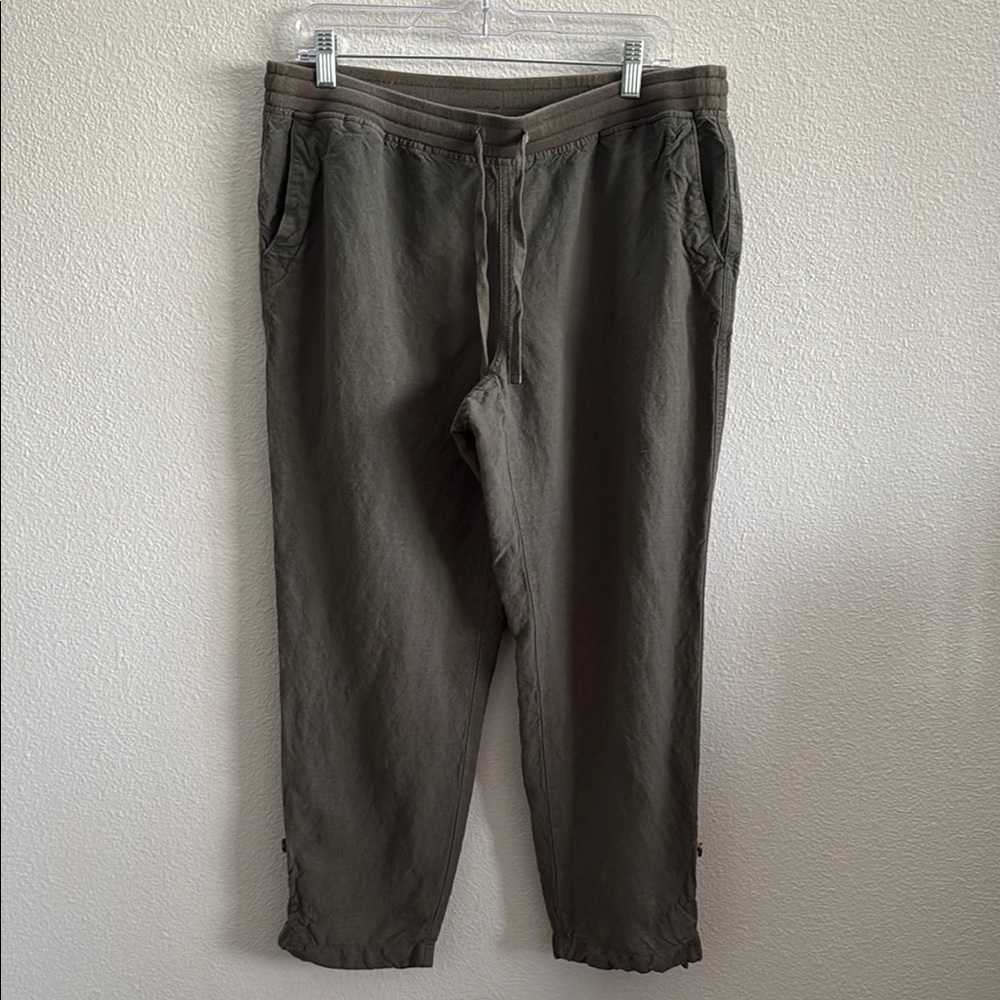J. Jill Linen Blend Olive Green Pants Size Medium Petite